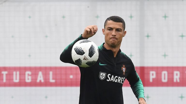 Cristiano Ronaldo during training in Kratovo