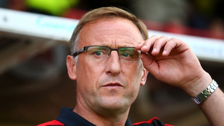 Crawley Town F.C. Manager Mark Yates looks on ahead of the Pre Season Friendly between Crawley Town and Brighton & Hove Albion