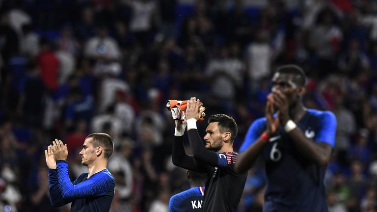 France players applaud the home fans in Lyon following their 1-1 draw with USA
