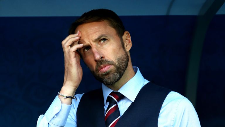 Gareth Southgate during the 2018 FIFA World Cup, group G match between England and Belgium
