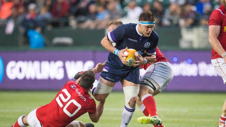 09/06/18 SUMMER TOUR MATCH. CANADA v SCOTLAND (10-48) . EDMONTON - CANADA. George Turner in action for Scotland.