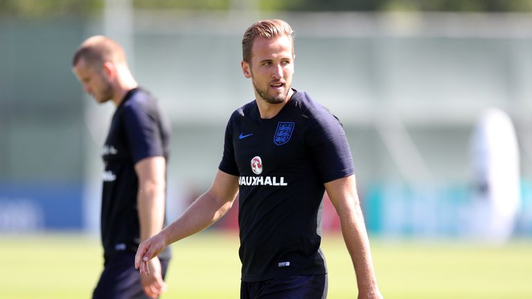 Harry Kane during an England training session on June 27, 2018 in Saint Petersburg, Russia