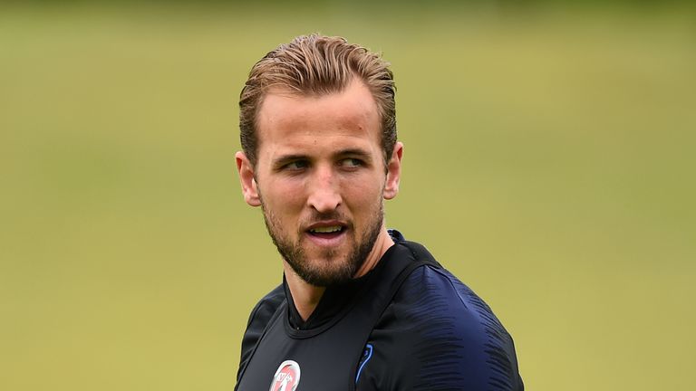 Harry Kane during a training session at St George's Park on May 28, 2018 in Burton-upon-Trent