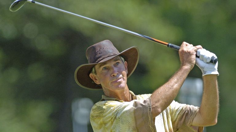 Hubert  Green in action at the U.S. Senior Open in 2004