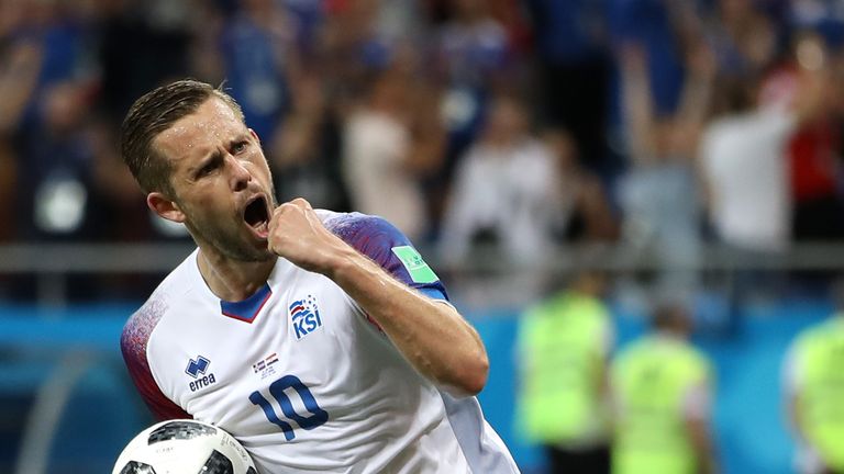 Gylfi Sigurdsson during the 2018 FIFA World Cup Russia group D match between Iceland and Croatia at Rostov Arena on June 26, 2018 in Rostov-on-Don, Russia.