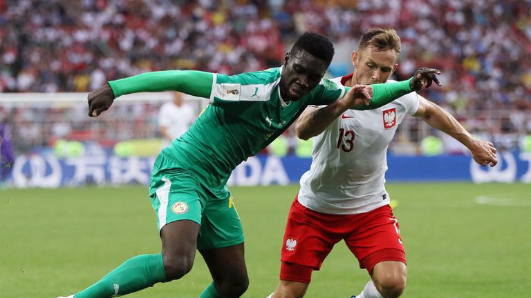 Senegal's Ismaila Sarr in action against Poland