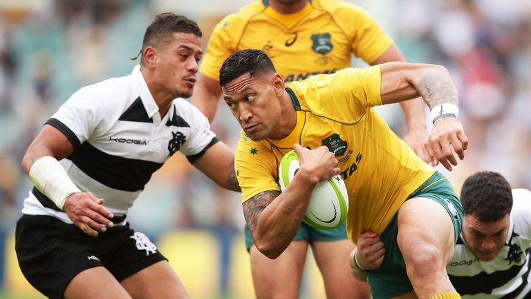 during the match between the Australian Wallabies and the Barbarians at Allianz Stadium on October 28, 2017 in Sydney, Australia.