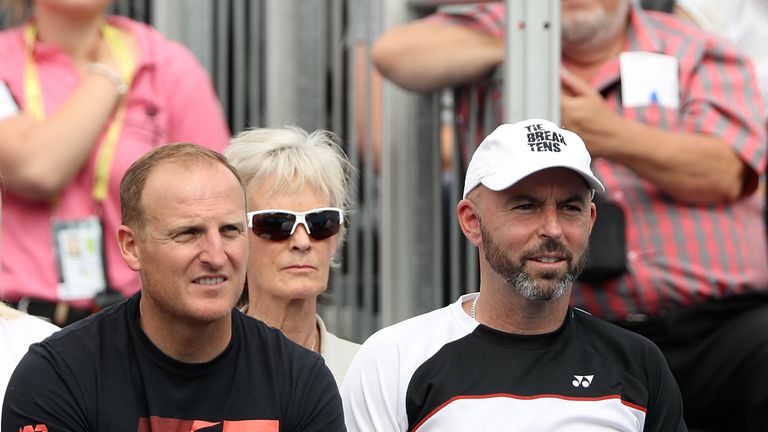 Andy Murray's coach Jamie Delgado looks on during Day Two of the Fever-Tree Championships at Queens Club on June 19, 2018 in London, United Kingdom