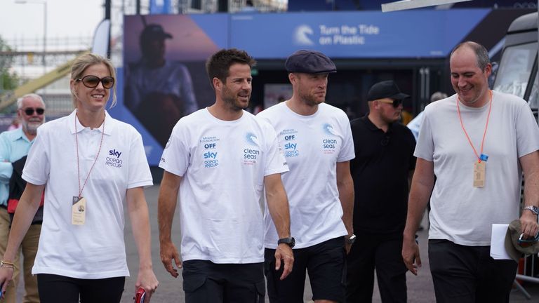 Jamie Redknapp and Andrew Flintoff at Sky Ocean Rescue event in Cardiff