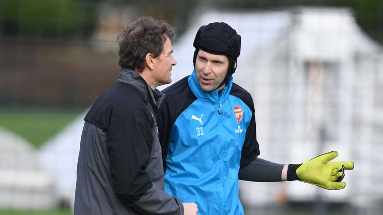 ST ALBANS, ENGLAND - JANUARY 29: of Arsenal during a training session at London Colney on January 29, 2018 in St Albans, England. (Photo by Stuart MacFarlane/Arsenal FC via Getty Images)