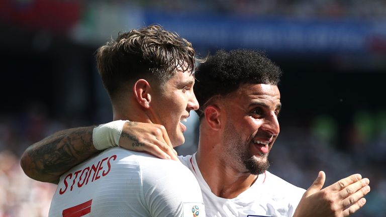 John Stones and Kyle Walker during the group G match against Panama