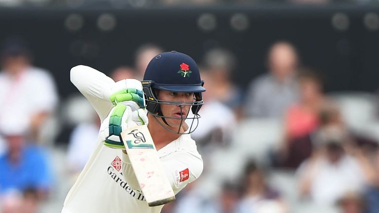 MANCHESTER, ENGLAND - JUNE 09: Keaton Jennings of Lancashire batting during the Specsavers Championship Division One match between Lancashire and Essex at Old Trafford on June 9, 2018 in Manchester, England. (Photo by Nathan Stirk/Getty Images)