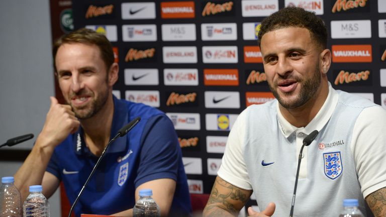 Gareth Southgate and Kyle Walker in an England press conference