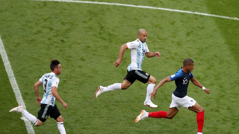 Kylian Mbappe&#39;s pace caused problems for Argentina and a spectacular sprint won an early penalty