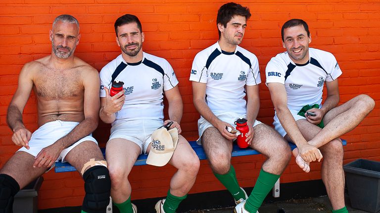 Players from Lisbon's Dark Horses rugby union team at the Bingham Cup