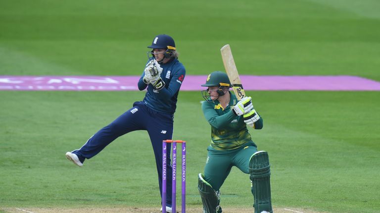 xxxx of England Women xxxx of South Africa Women bats during the 1st ODI: ICC Women's Championship match between England Women and South Africa Women at New Road on June 9, 2018 in Worcester, England.