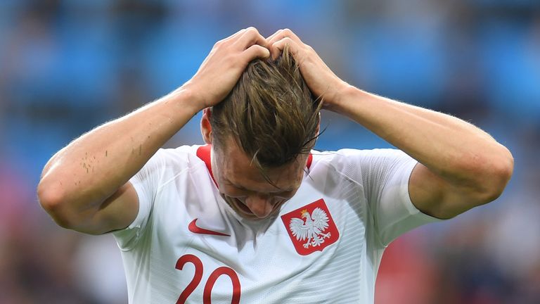 Lukasz Piszczek shows his frustration during the Group H match between Poland and Senegal