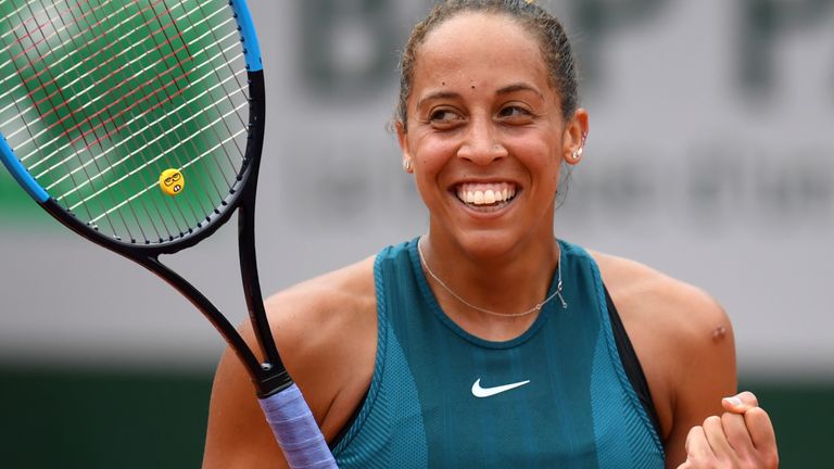 Madison Keys of the US celebrates after victory over Russia's Yulia Putintseva during their women's singles quarter-final match on day ten of The Roland Garros 2018 French Open tennis tournament in Paris on June 5, 2018. 