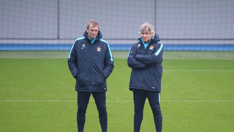 Manuel Pellegrini and Ruben Cousillas Manchester City training