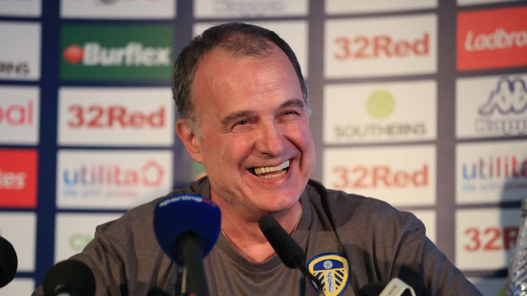 New Leeds United manager Marcelo Bielsa during a press conference at Elland Road