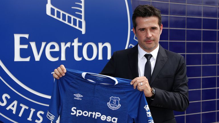 Marco Silva at Everton's training complex Finch Farm on Monday