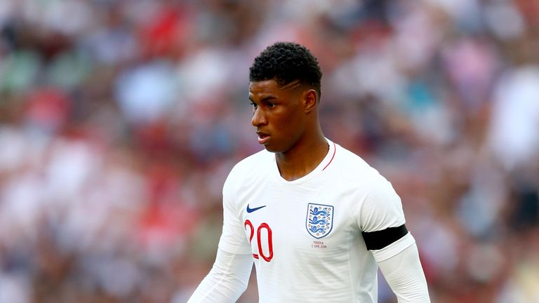 Marcus Rashford in action for England against Nigeria