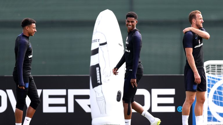 Marcus Rashford back in training with the England squad on Friday