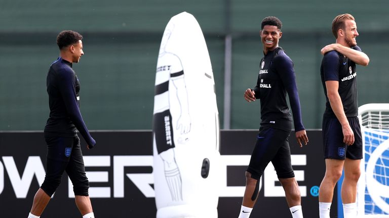 Marcus Rashford trains in Saint Petersburg ahead of England's opening 2018 World Cup match against Tunisia