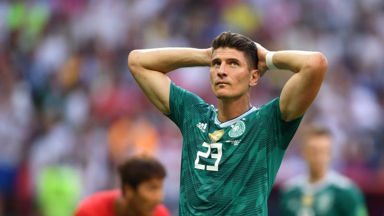 Mario Gomez during the 2018 FIFA World Cup Russia group F match between Korea Republic and Germany at Kazan Arena on June 27, 2018 in Kazan, Russia.