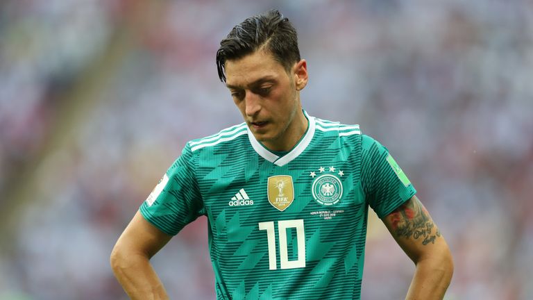 Mesut Ozil reacts to Germany's elimination from the 2018 World Cup