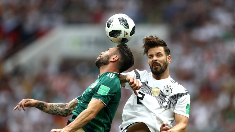 Miguel Layun and Marvin Plattenhardt in action at the Luzhniki Stadium