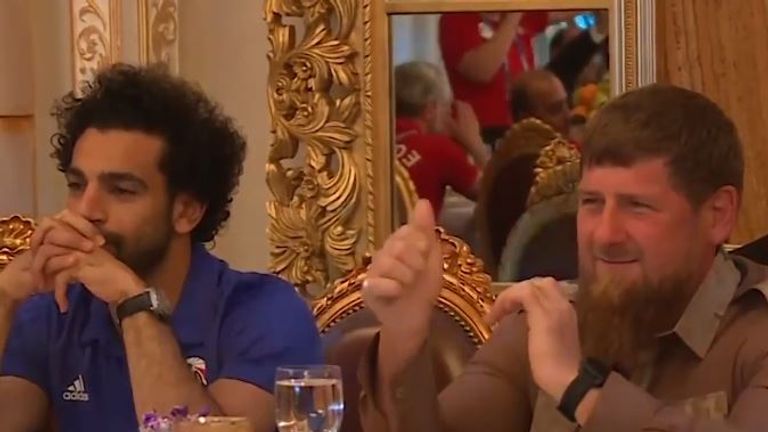 Mohamed Salah sits alongside Chechen leader Ramzan Kadyrov 
