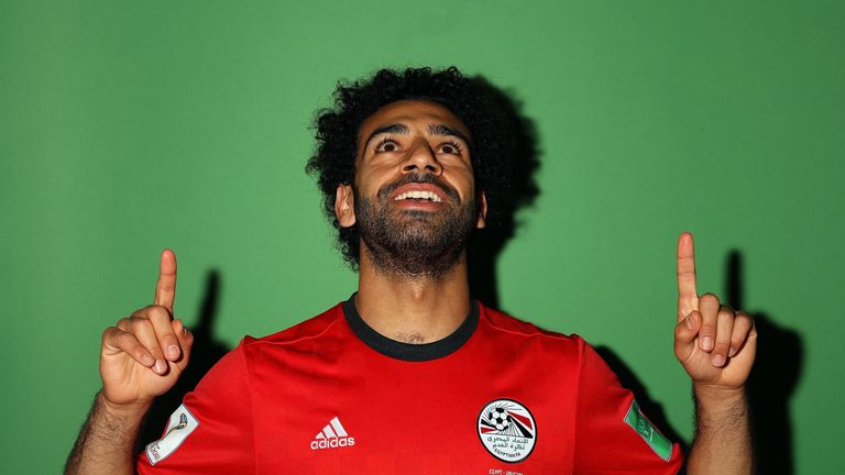Mohamed Salah of Egypt poses during the official FIFA World Cup 2018 portrait session