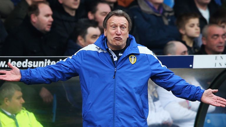 Neil Warnock protests during a game against Huddersfield at Elland Road in March 2013
