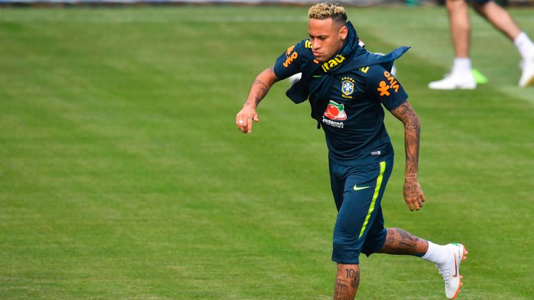 Neymar in Brazil training