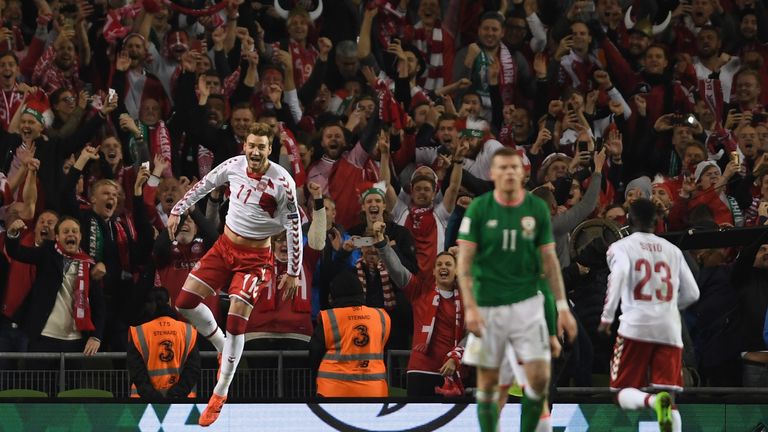 Bendtner's goal in the 5-1 drubbing of Ireland was his first since March 2015