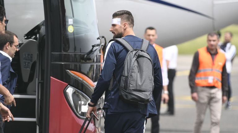 Giroud travelled with the France squad as they flew off to Russia on Sunday morning