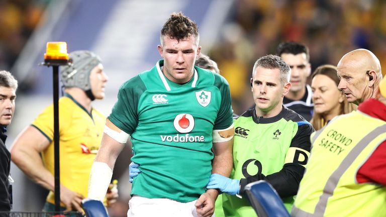 Ireland lost skipper Peter O'Mahony to injury after he fell heavily under a challenge in the air 
