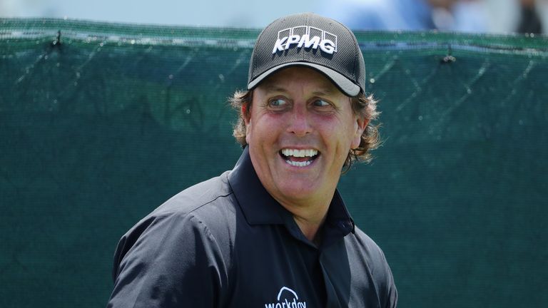 during practice rounds prior to the 2018 U.S. Open at Shinnecock Hills Golf Club on June 11, 2018 in Southampton, New York.