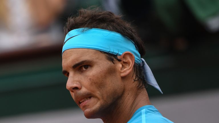 Spain's Rafael Nadal reacts during his men's singles final match against Austria's Dominic Thiem, on day fifteen of The Roland Garros 2018 French Open tennis tournament in Paris on June 10, 2018. 