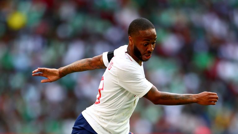 Raheem Sterling in action during England's friendly against Nigeria