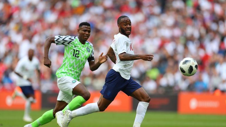 England's Raheem Sterling in action against Nigeria