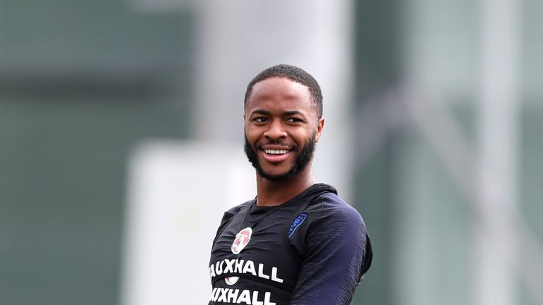Raheem Sterling during an England training session on June 21, 2018