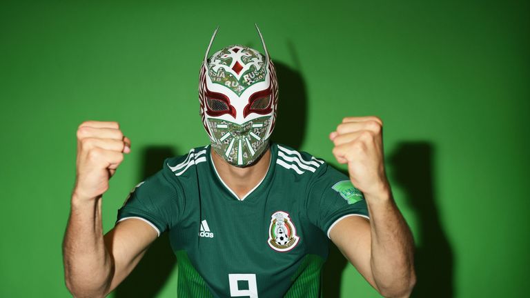 Raul Jimenez of Mexico poses for a portrait during the official FIFA World Cup 2018 portrait session