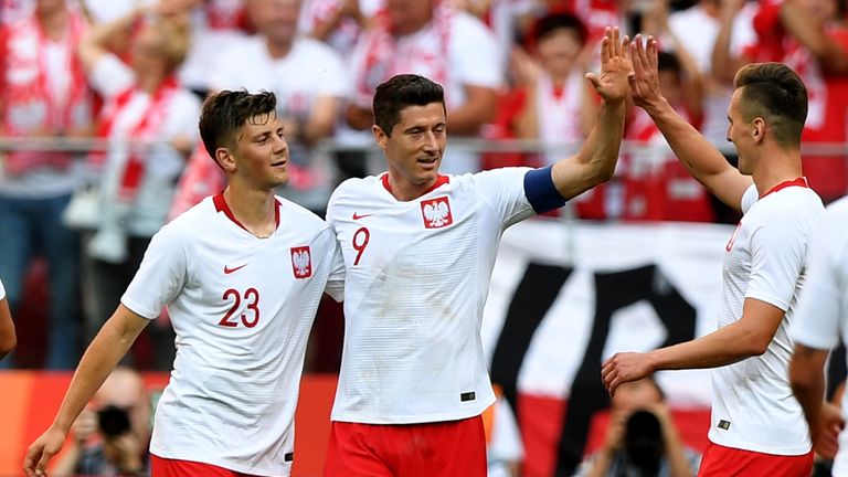 Robert Lewandowski celebrates brace against Lithuania