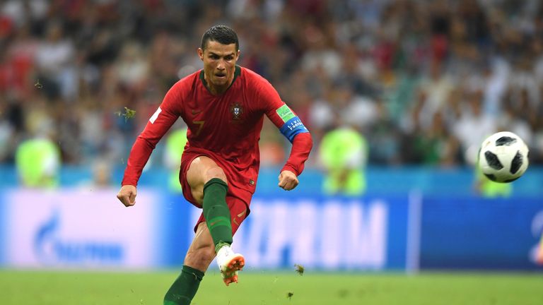 cristiano ronaldo during the 2018 FIFA World Cup Russia group B match between Portugal and Spain at Fisht Stadium on June 15, 2018 in Sochi, Russia.