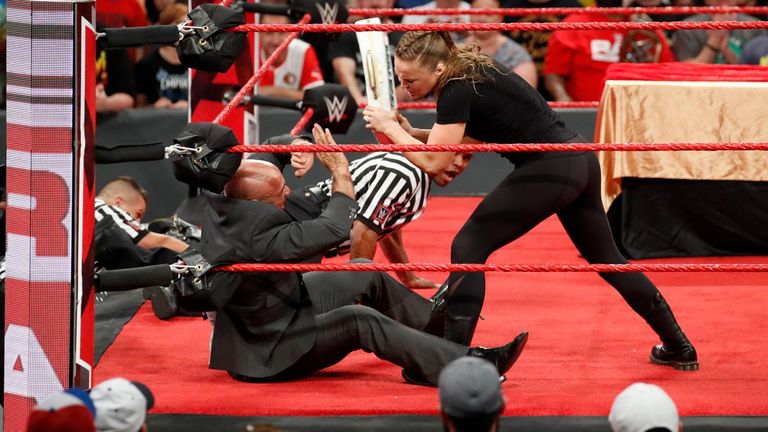 Ronda Rousey exploded with fury during Alexa Bliss' Raw title celebration