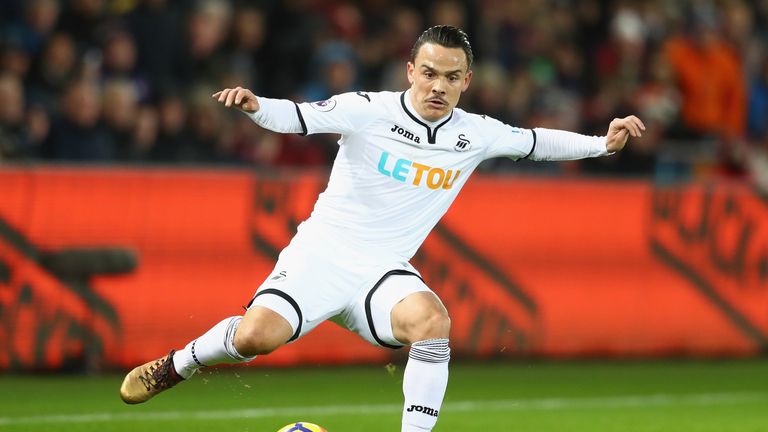 Roque Mesa during the Premier League match between Swansea City and Manchester City at Liberty Stadium on December 13, 2017 in Swansea, Wales.