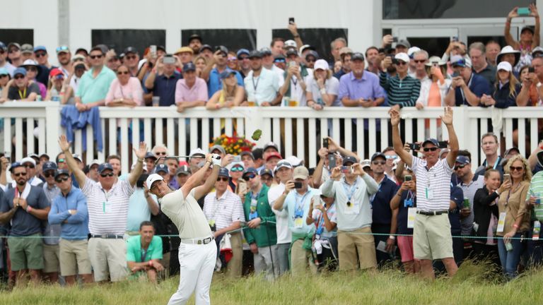 during the second round of the 2018 U.S. Open at Shinnecock Hills Golf Club on June 15, 2018 in Southampton, New York.