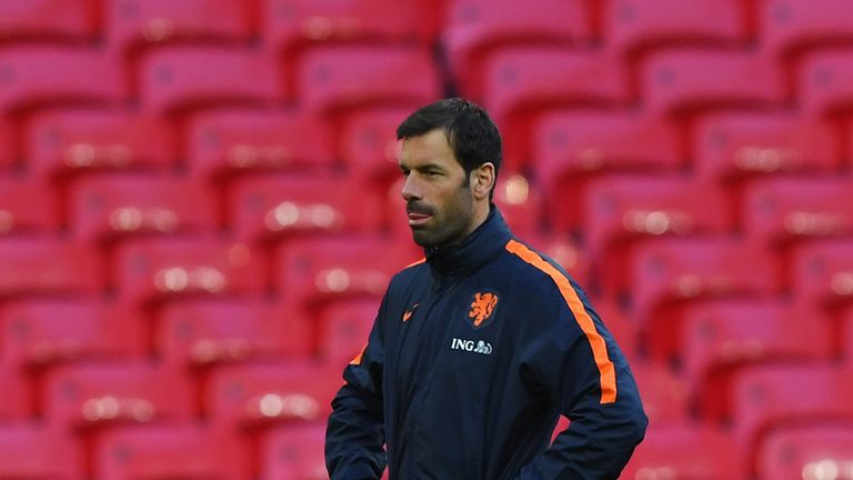 Ruud van Nistelrooy during a training session/press conference prior to the International Friendly match against England at Wembley Stadium on March 28, 2016 in London, England.